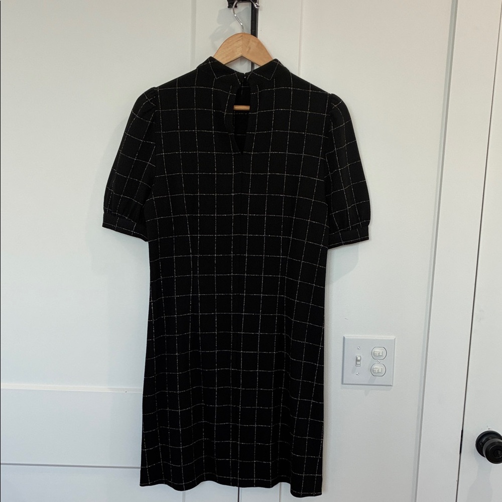 LOFT Black Grid Mini Dress - Picture 2 of 4